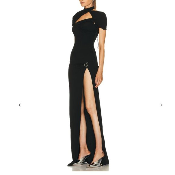 NWT Coperni Long Asymmetric Draped Dress in Black size medium - Picture 3 of 13